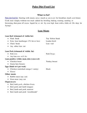 Bible Diet Food List PDF
